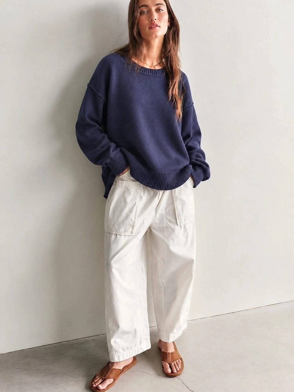358. Gap Cotton Crewneck Oversized Sweater Purple Small